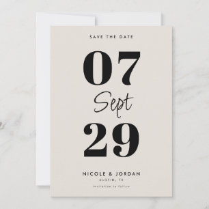 Einfache moderne Schwarz- und Elfenbeinhochzeit Save The Date