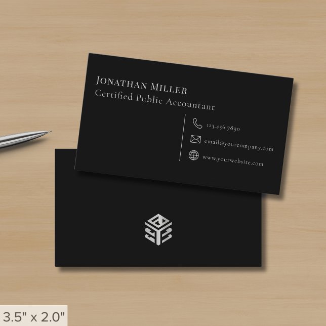 Einfache, moderne Schwarz Visitenkarte (Von Creator hochgeladen)