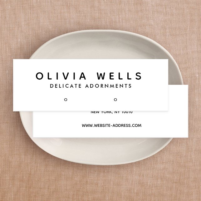 Einfache, moderne Schwarz-weiß Earring Display Min Mini Visitenkarte (Von Creator hochgeladen)