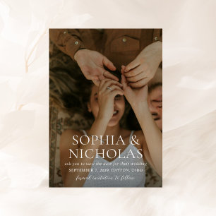 Einfache moderne Schwarz-Weiß-Foto-Hochzeit Save The Date