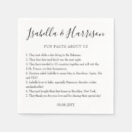 Einfache moderne Schwarz-Weiß-Fun-Fakten Hochzeite Serviette