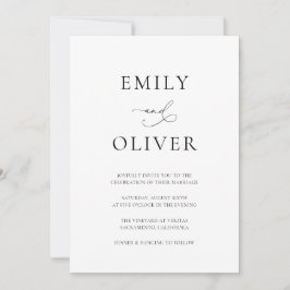 Einfache moderne Schwarz-Weiß-Hochzeit Einladung