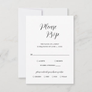 Einfache moderne Schwarz-Weiß-Hochzeit RSVP Karte
