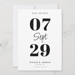 Einfache moderne Schwarz-Weiß-Hochzeit Save The Date
