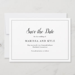 Einfache moderne Schwarz-Weiß-Hochzeit Save The Date