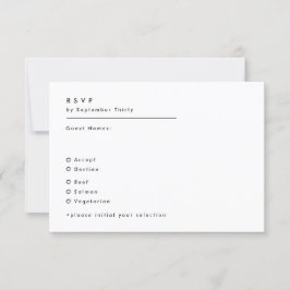 Einfache moderne Schwarz-Weiß-Monogramm-Hochzeit RSVP Karte