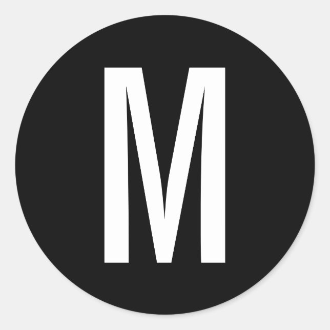 Einfache, moderne Schwarz-Weiß-Monogramm Runder Aufkleber (Vorderseite)