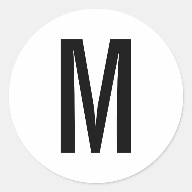 Einfache, moderne Schwarz-Weiß-Monogramm Runder Aufkleber (Vorderseite)