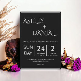 Einfache moderne Schwarz-Weiß-Script-Hochzeit Einladung