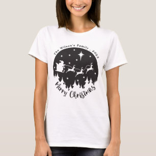 Einfache, moderne Schwarz-Weiß-Weihnachten T-Shirt