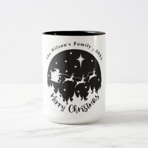 Einfache, moderne Schwarz-Weiß-Weihnachten Zweifarbige Tasse