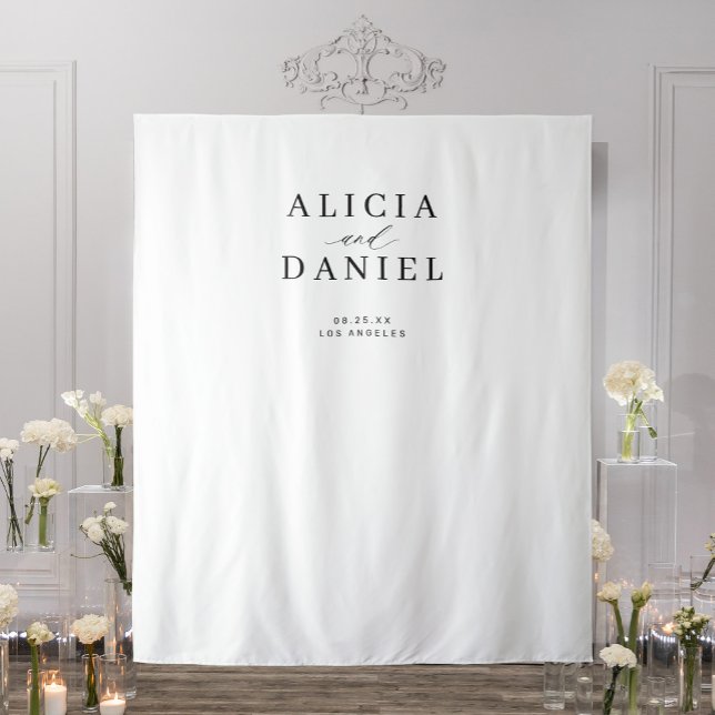 Einfache, moderne, schwarz-weiße Hochzeitskulisse Wandteppich (Von Creator hochgeladen)