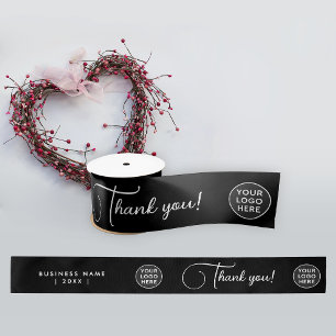 Einfache, moderne Schwarz-weiße Logogestaltung Satinband