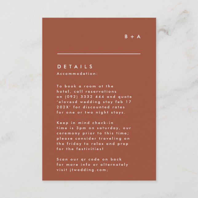 Einfache, moderne Schwarz-weiße Monogramm-Details RSVP Karte (Vorderseite)