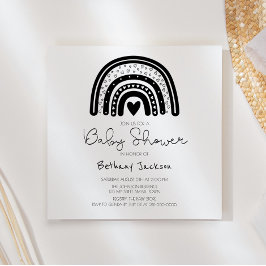 Einfache moderne Schwarz-weiße Rainbow Baby-Dusche Einladung