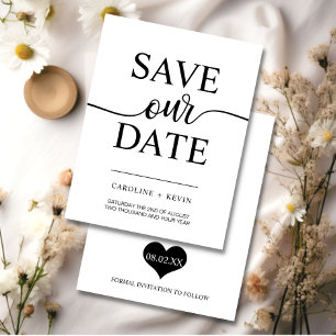 Einfache moderne Schwarz-weiße RETTETE UNSER DATEN Save The Date
