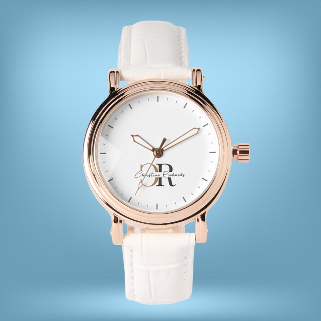 Einfache moderne Schwarze Gold Monogram Armbanduhr (Von Creator hochgeladen)