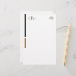 Einfache moderne Schwarze Gold Monogram Briefpapier