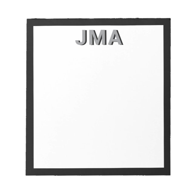 Einfache, moderne Schwarze Monogramm Notizblock (Vorderseite)