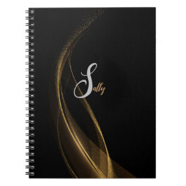 Einfache moderne schwarze und goldene Monogramm-Sk Notizblock