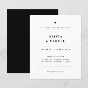 Einfache moderne schwarze und weiße Hochzeitseinla