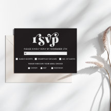 Einfache moderne schwarze und weiße RSVP-Karte