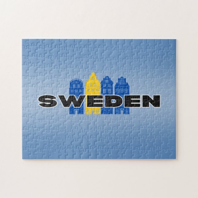 Einfache moderne schwedische Staatsflagge Souvenir Puzzle (Horizontal)