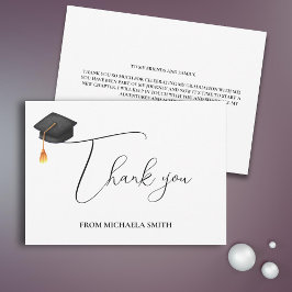 Einfache moderne Script Black Graduation Cap Dankeskarte