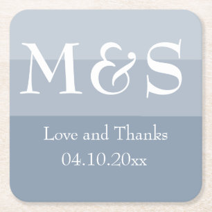 Einfache moderne Script Dusty Blue Wedding Rechteckiger Pappuntersetzer