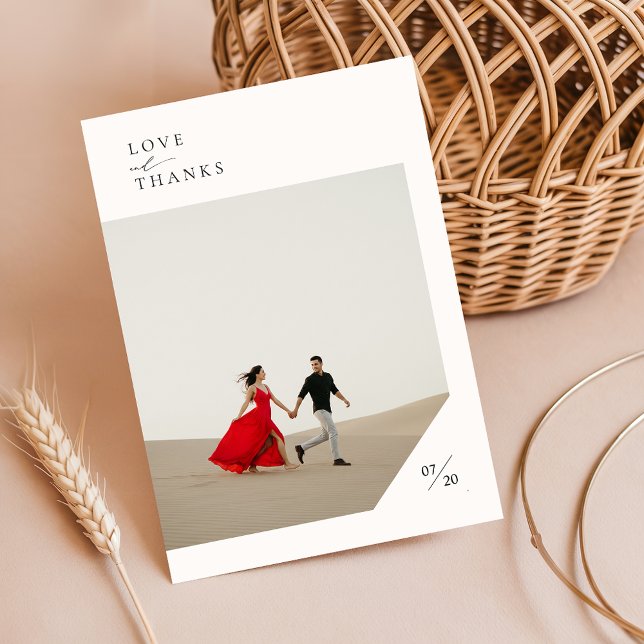 Einfache moderne Script-Foto-Hochzeit Dankeskarte (Von Creator hochgeladen)