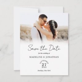 Einfache moderne Script-Foto-Hochzeit Save The Date
