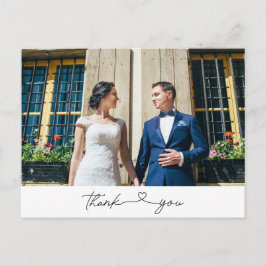 Einfache moderne Script-Foto Hochzeit Vielen Dank Postkarte