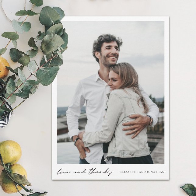 Einfache moderne Script-Foto-Liebe und Dank Hochze Dankeskarte (Von Creator hochgeladen)