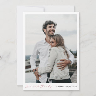 Einfache moderne Script Foto Rose Gold Wedding Dankeskarte