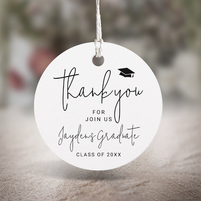 Einfache moderne Script Graduate Vielen Dank Geschenkanhänger (Simple Modern Script Graduate thank you Favor Tags)