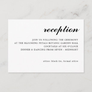 Einfache moderne Script Hochzeitsempfehlung schwar Begleitkarte
