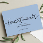 Einfache moderne Script-Liebe und dank Brautparty Dankeskarte<br><div class="desc">Einfache minimale moderne Skript "danke" mit einem Herz verbindet die Worte Brautparty danke Karte. Anpassen oder Löschen von Text für handgeschriebene Nachrichten auf der Rückseite.</div>