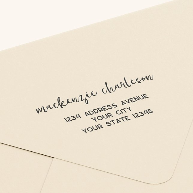 Einfache moderne Script-Personalisierte Rücksendea Gummistempel (Simple modern minimalist script personalized rubber stamp return address)