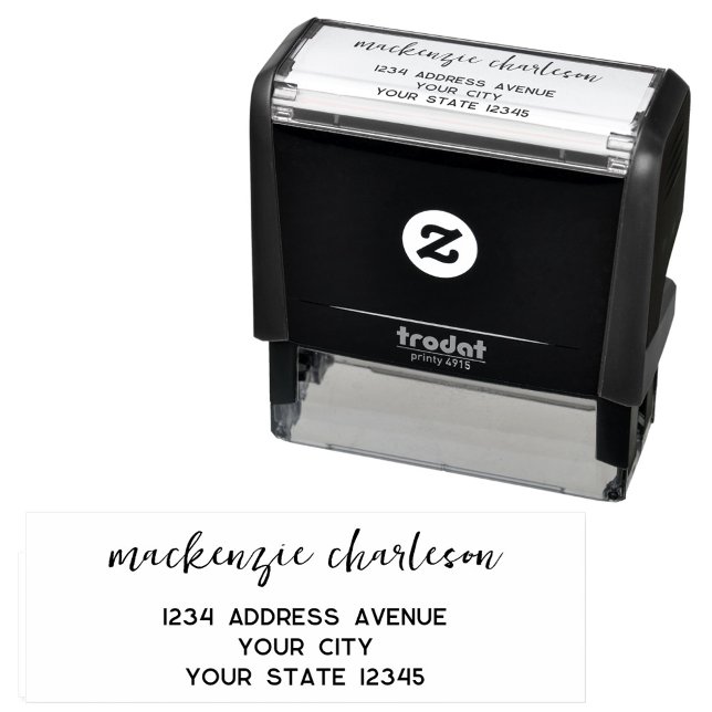 Einfache moderne Script-Personalisierte Rücksendea Permastempel (Sinple modern minimalist script personalized return address self inking stamp)