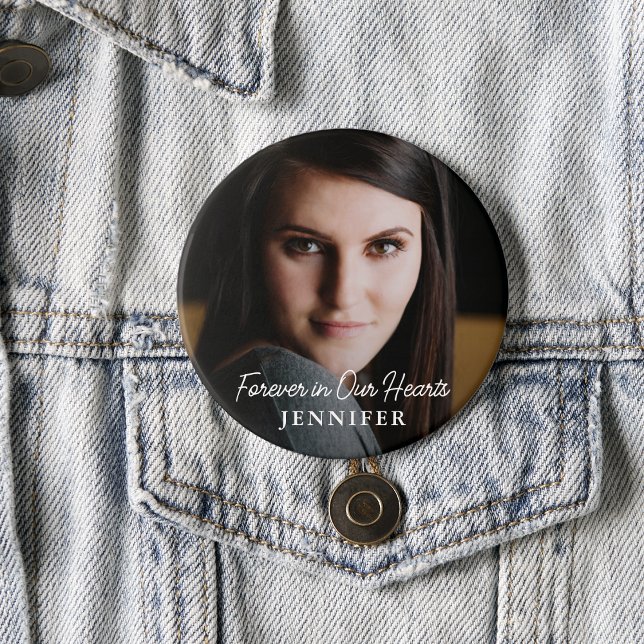 Einfache moderne Script-Vollständige Foto-Memorial Button (Von Creator hochgeladen)