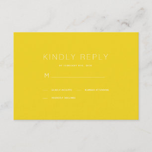 Einfache moderne Senf Yellow Wedding RSVP Card Karte