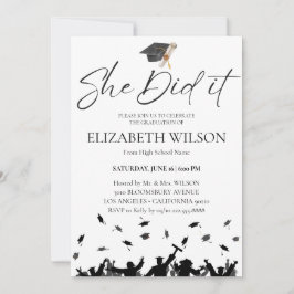 Einfache Moderne sie tat es Abschluss Einladung