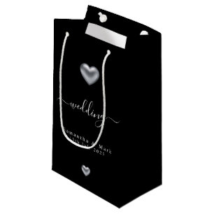 Einfache moderne Silberherz-Hochzeit kleine Gesche Geschenktüte