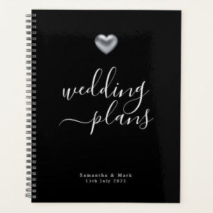 Einfache moderne Silberherz-Hochzeit Planer