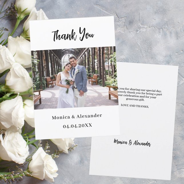 Einfache moderne Skript Hochzeit Foto danke Karte (Von Creator hochgeladen)