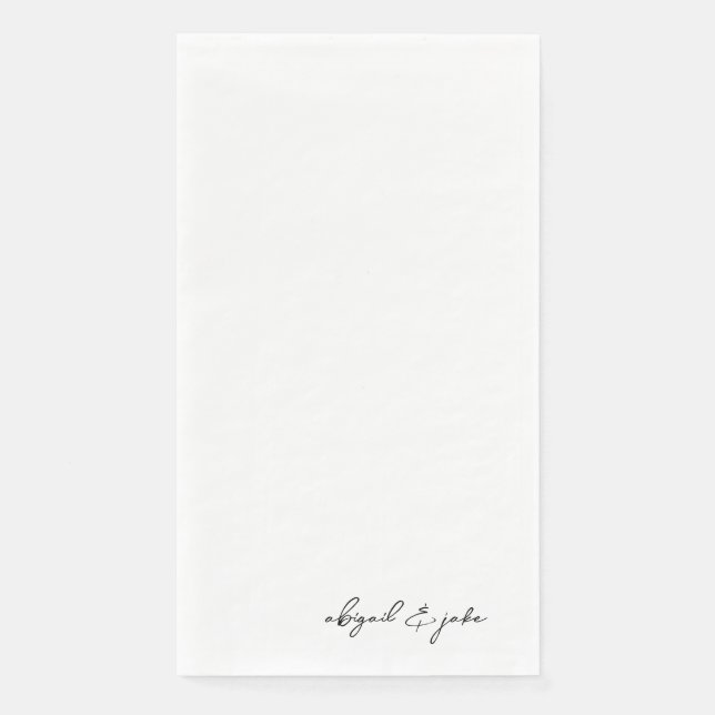 Einfache moderne Skriptnamen Hochzeit Serviette (Vorderseite)