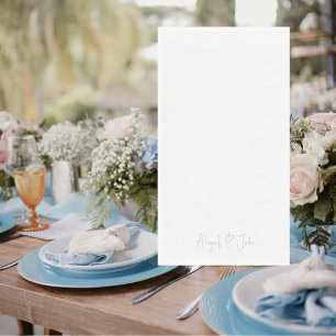Einfache moderne Skriptnamen Sky Blue Wedding Serviette