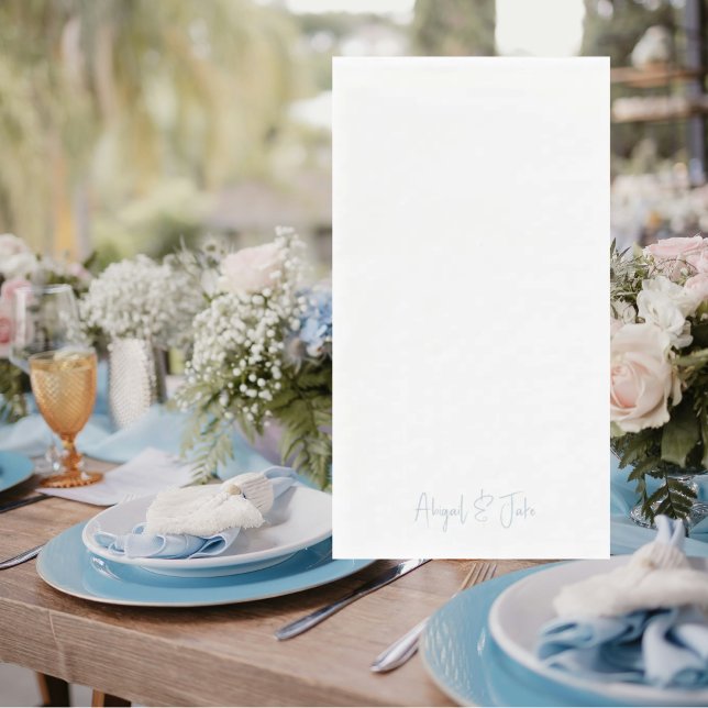 Einfache moderne Skriptnamen Sky Blue Wedding Serviette (Von Creator hochgeladen)