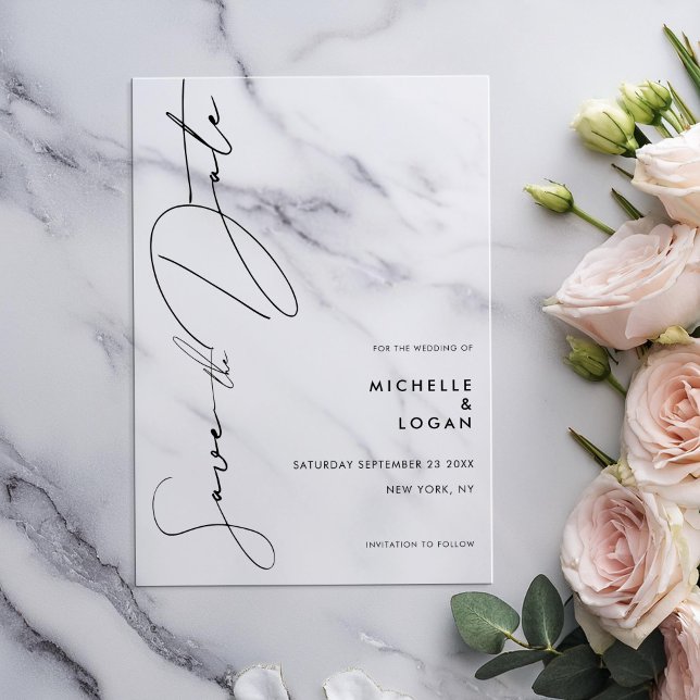 Einfache moderne SkriptWedding Save the Date Acryleinladungen (Von Creator hochgeladen)