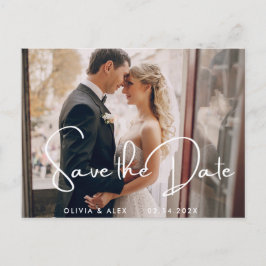 Einfache moderne SkriptWedding speichert das Date- Postkarte